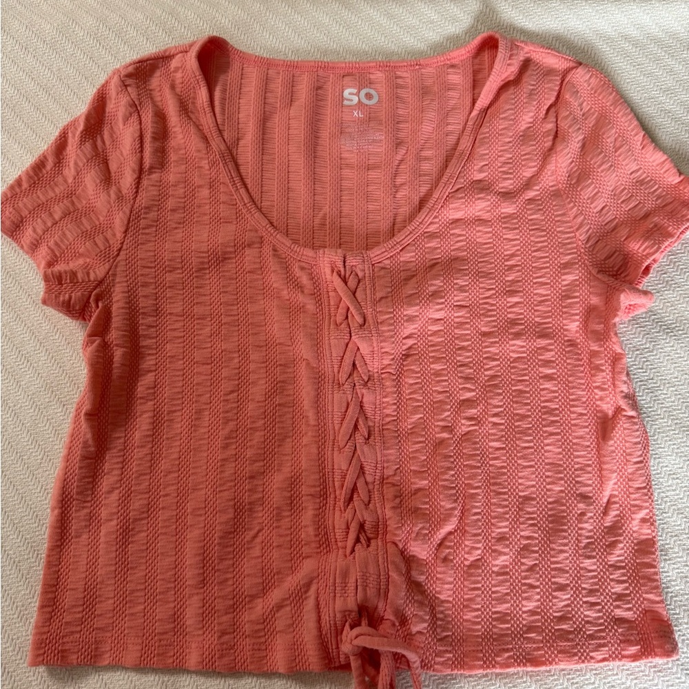 SO Women's Coral Lace-Up Top